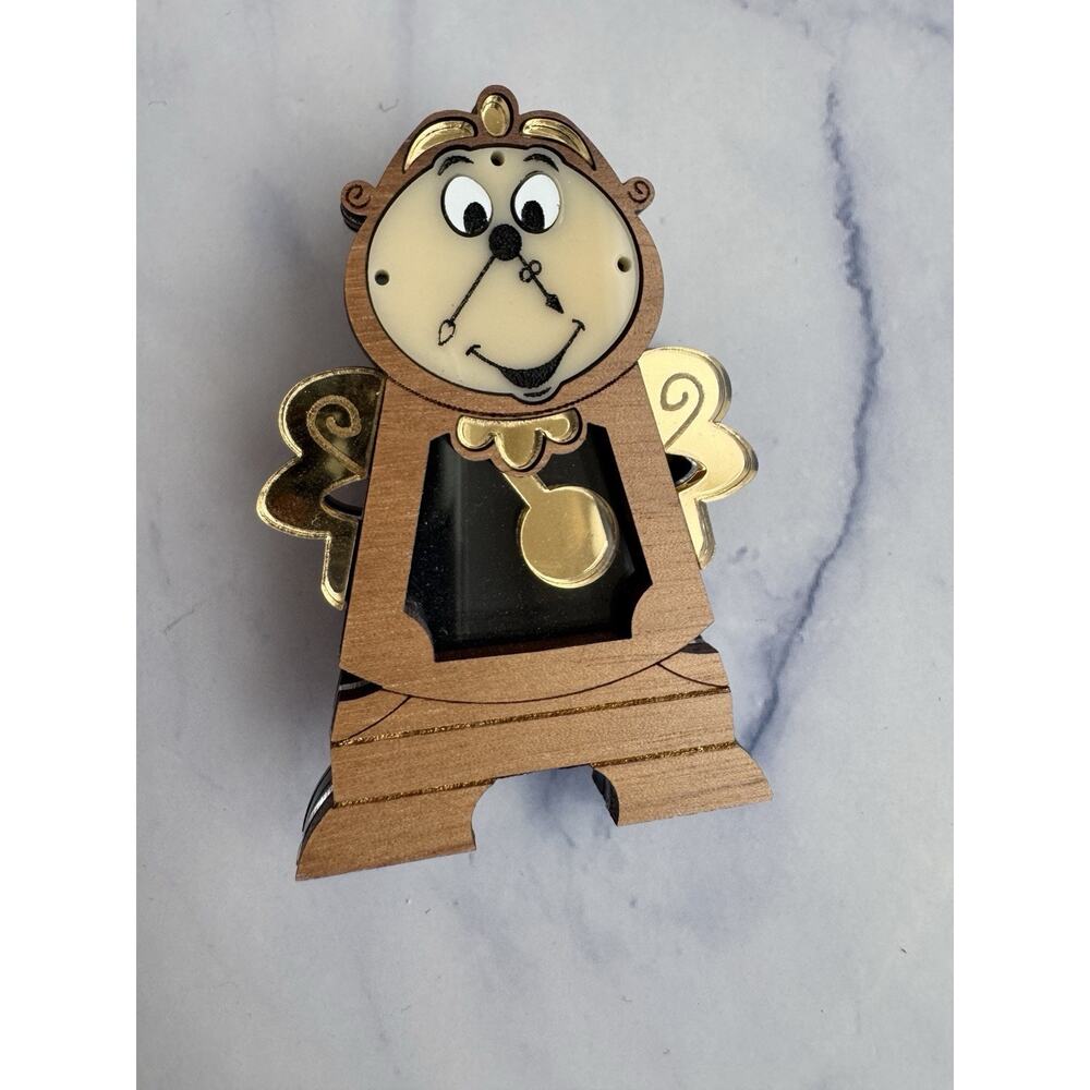 Cogsworth Interactive Acrylic Brooch Beauty And The Beast Undoubtedly Mad
